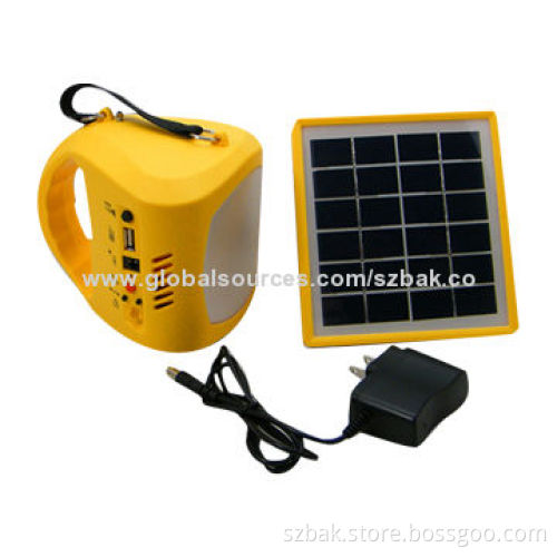Portable outdoor LED solar lantern for camping, garden, lithium battery inside, can charge mobile